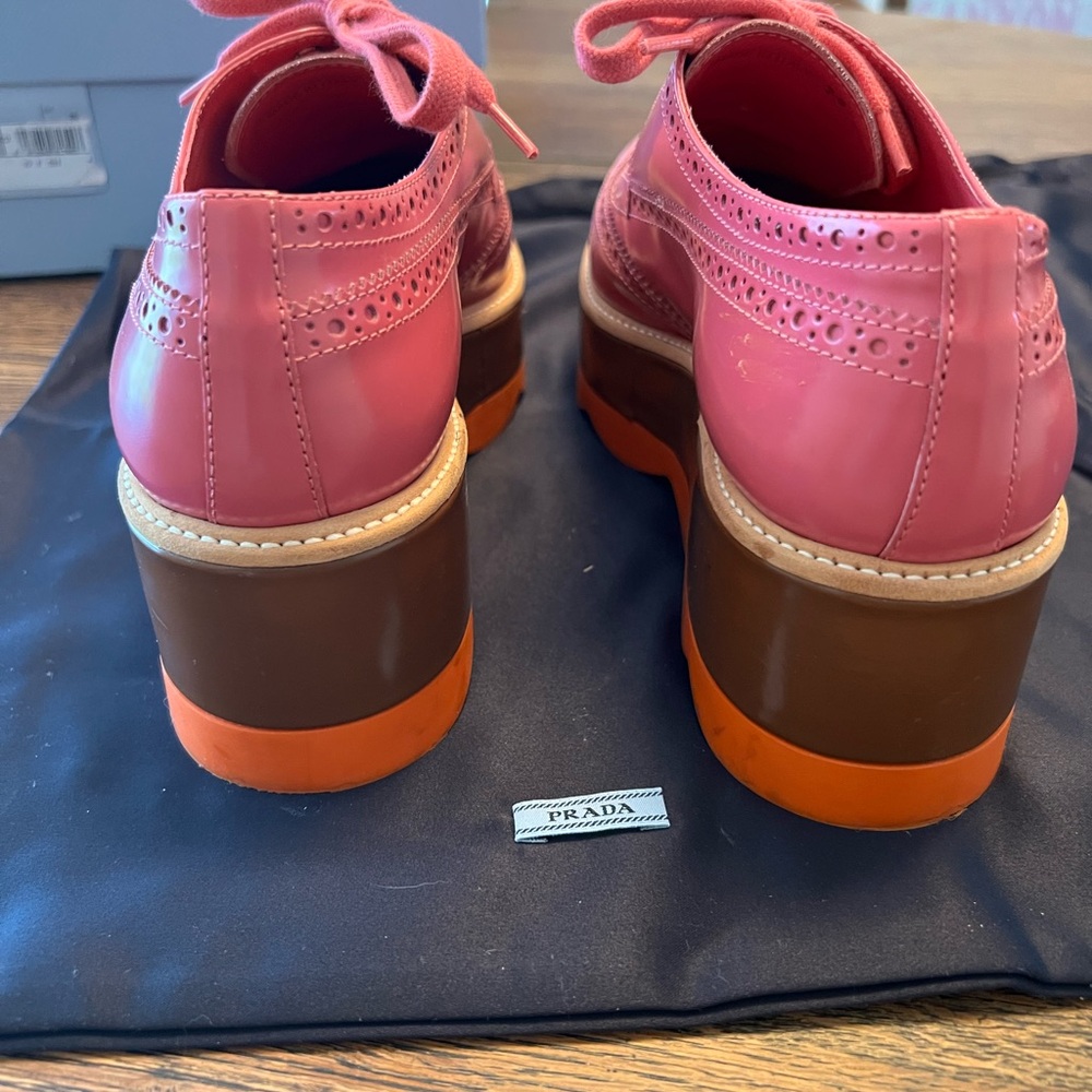 Prada Spazzolato Platform Wingtip Loafers - Picture 3 of 8